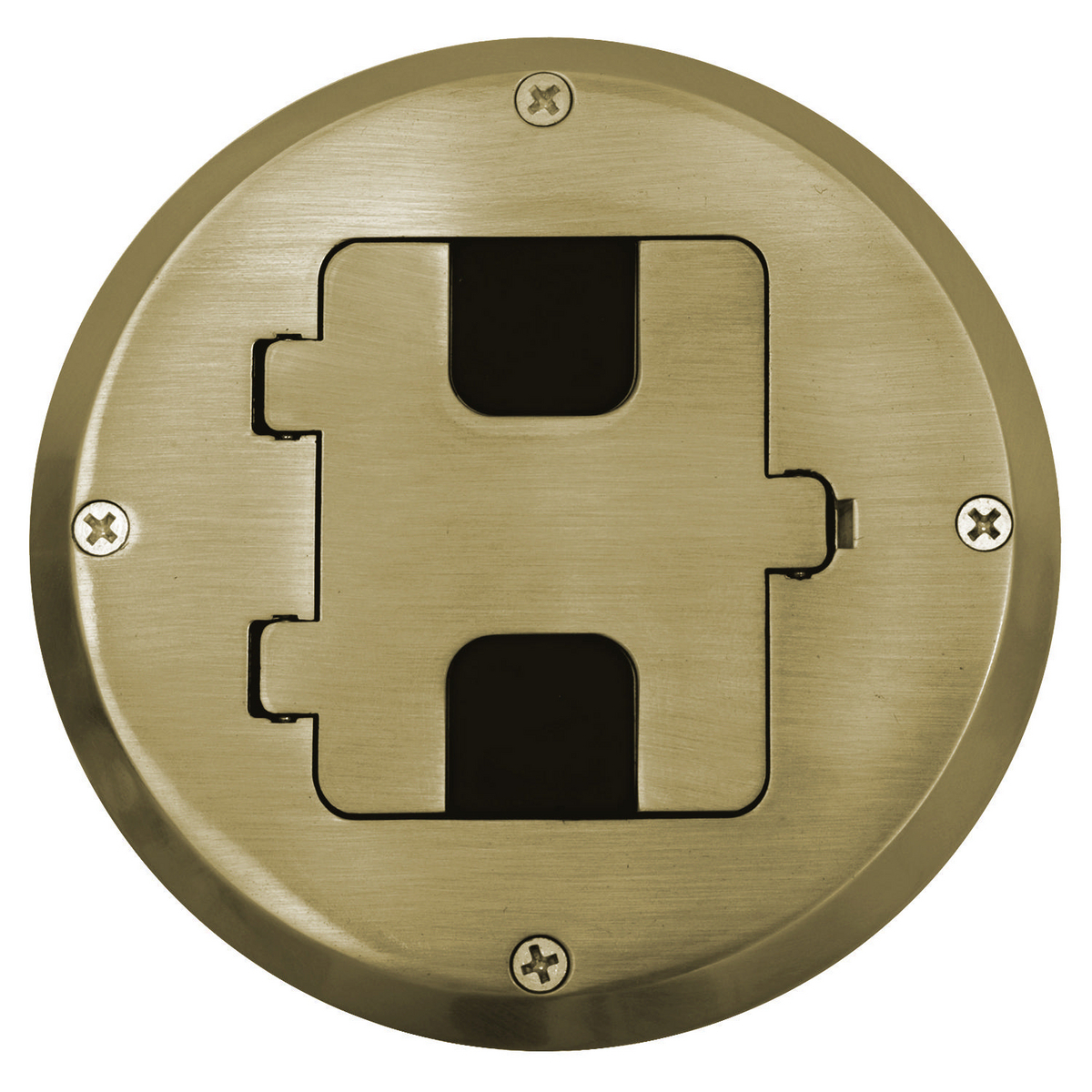 Floor and Wall Boxes, Residential Floor Box Kit, Woor Floor Type, 1-Gang, Brass Plated
