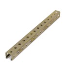 Channel, 12 Gauge, 1-1/2 Inch x 1-1/2 Inch, Length 10 Feet, Stainless Steel with Punched 9/16 Inch Holes on 1-1/2 Inch Centers on Three Sides