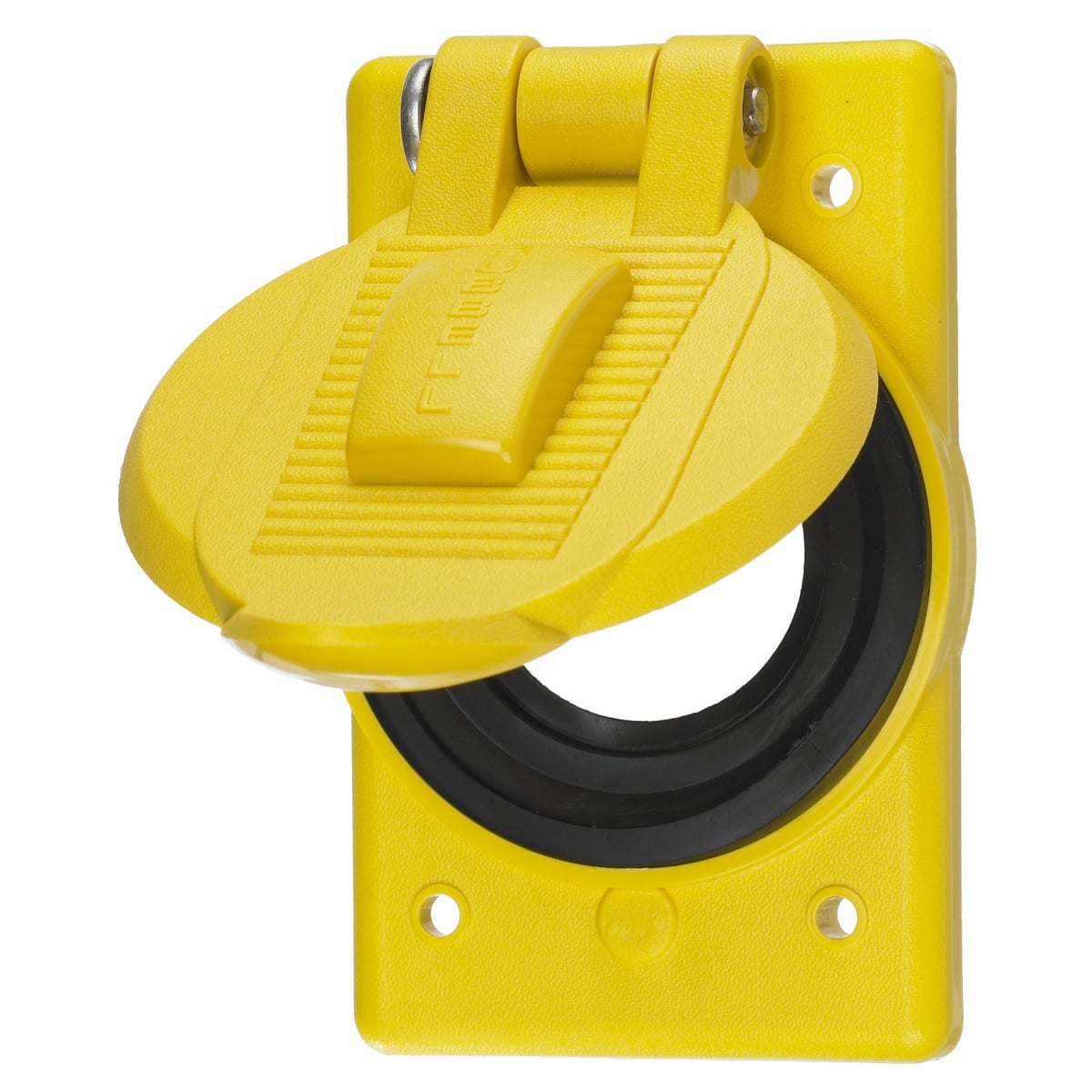 Wallplates and Boxes, Weatherproof Covers, 1-Gang, 1) 2.15" Opening, Standard Size, Yellow Polycarbonate, Device Mount.