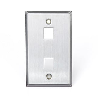 QuickPort Wallplate, Single Gang, 2-Port, Stainless Steel