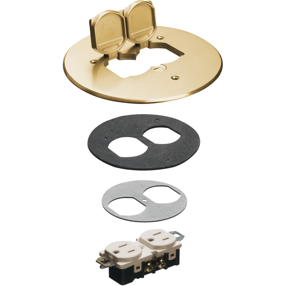 6" round brass plated with 2 flip lids cover kit.