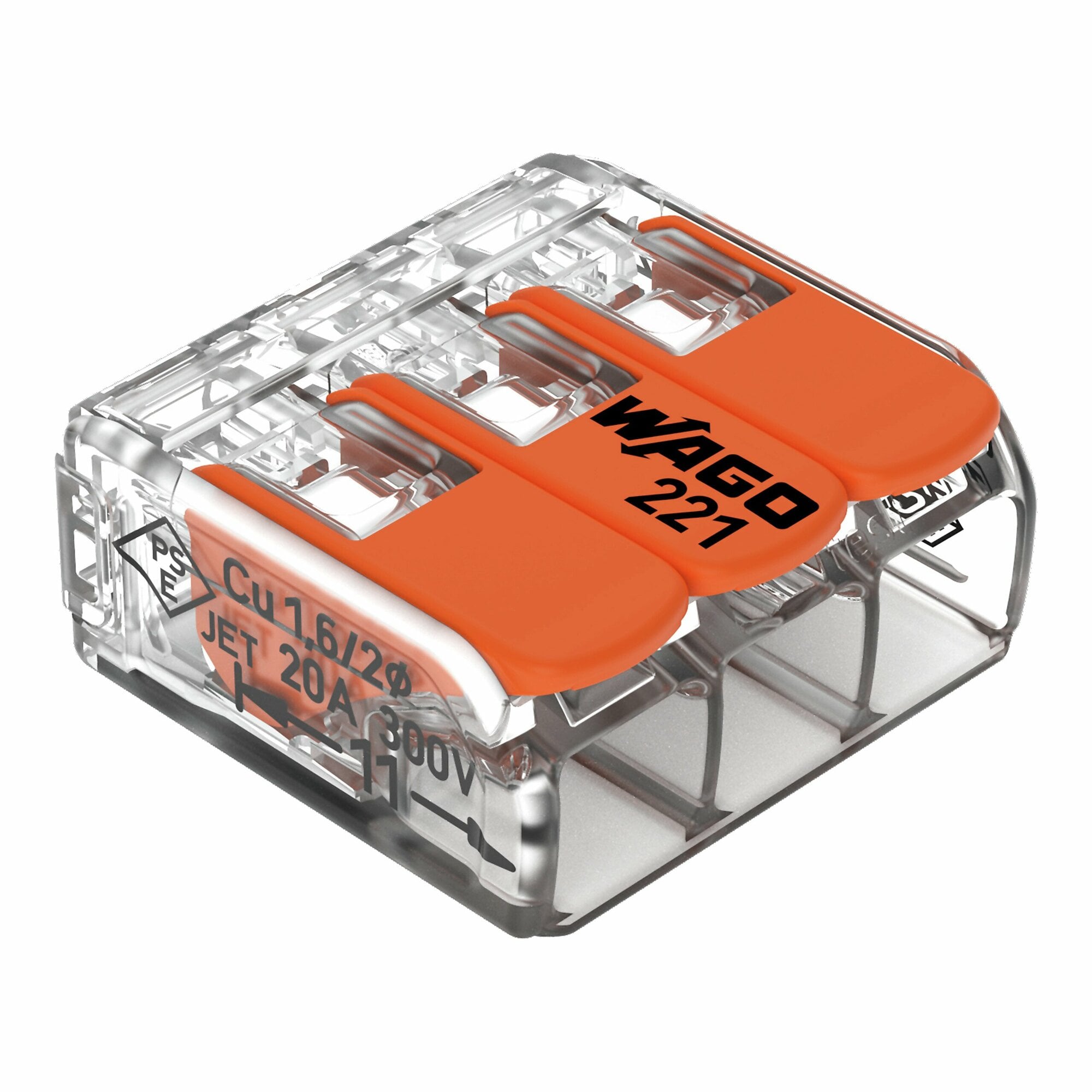 COMPACT Splicing Connector; for all conductor types; max. 4 mm²; 3-conductor; with levers; transparent housing; Surrounding air temperature: max 85°C (T85); 4,00 mm²; transparent