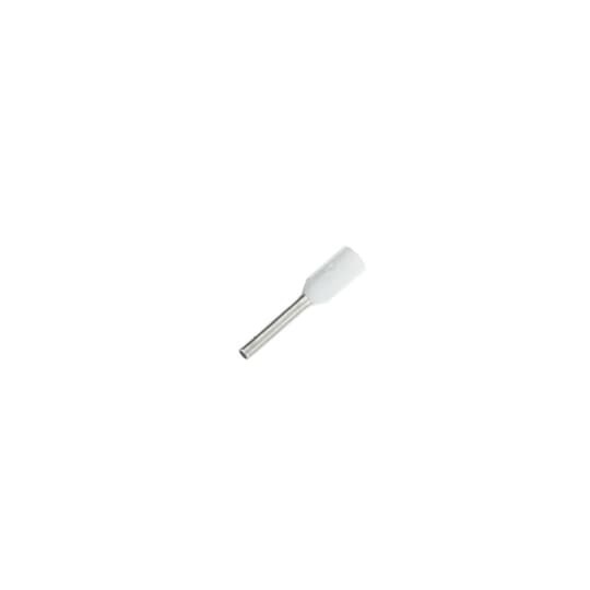 Polypropylene-Insulated Ferrule, Total Length .531 Inches/13.5mm, Pin Length .315 Inches/8mm, Pin Diameter .043 Inches/1.1mm, Base Diameter .098 Inches/2.5mm, Wire Range 20 AWG/.5mm2, Color White, Copper, Tin Plated
