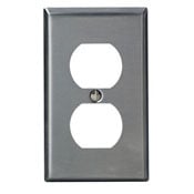 1-Gang Duplex Receptacle, Wallplate, Midway Size, Stainless Steel