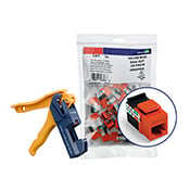 150 GigaMax Cat 5e QuickPort Connectors, Orange, Kitted with Jack Rapid Tool