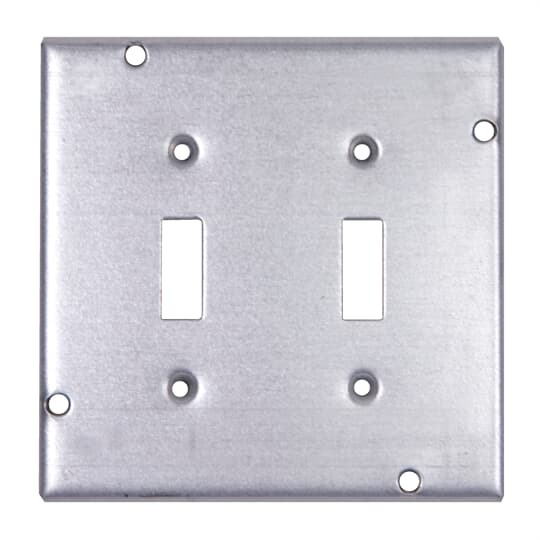 Square Box Surface Cover, 7.5 Cubic Inches, 4-11/16 Inch Square x 1/2 Inch Deep, Galvanized Steel, For use with Two Toggle Switches