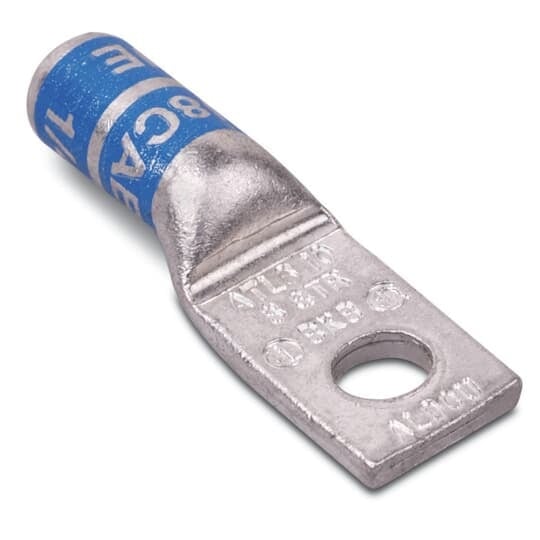 Type Aluminum One-Hole Lug, Max 35kV, Wire Size 1/0 Str, 1/2 Inch Bolt Hole, Tin Plated, Die Color Code Tan