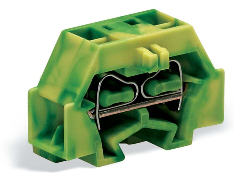 4-conductor terminal block; without push-buttons; with fixing flange; 1-pole; for screw or similar mounting types; Fixing hole 3.2 mm ; 1.5 mm; CAGE CLAMP; 1,50 mm; green-yellow