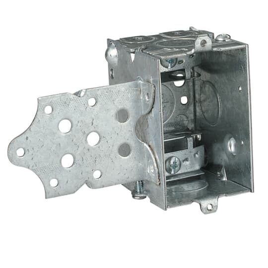 Gangable Switch Box, 12.5 Cubic Inches, 3 Inches Long x 2 Inches Wide x 2-1/2 Inches Deep, 1/2 Inch Knockouts, Pre-Galvanized Steel, Armored Cable Clamps (C-3) and S Bracket Recessed 5/8 Inch, For Non-Metallic Sheathed Cable