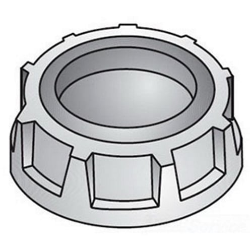 OZ-Gedney Type 3 Non-Grounding Capped Conduit Bushing, Size: 1-1/2 IN, Malleable Iron, Finish: Zinc Plated, 2-5/32 IN Outside Diameter, 5/8 IN Width, Third Party Certification: UL File Number E-11853, CSA 009795, Applicable Third Party Standards: UL 514B, CSA C22.2 No.18, Federal Specification W-F-408E, NEMA : FB-1, For Rigid Conduit And IMC