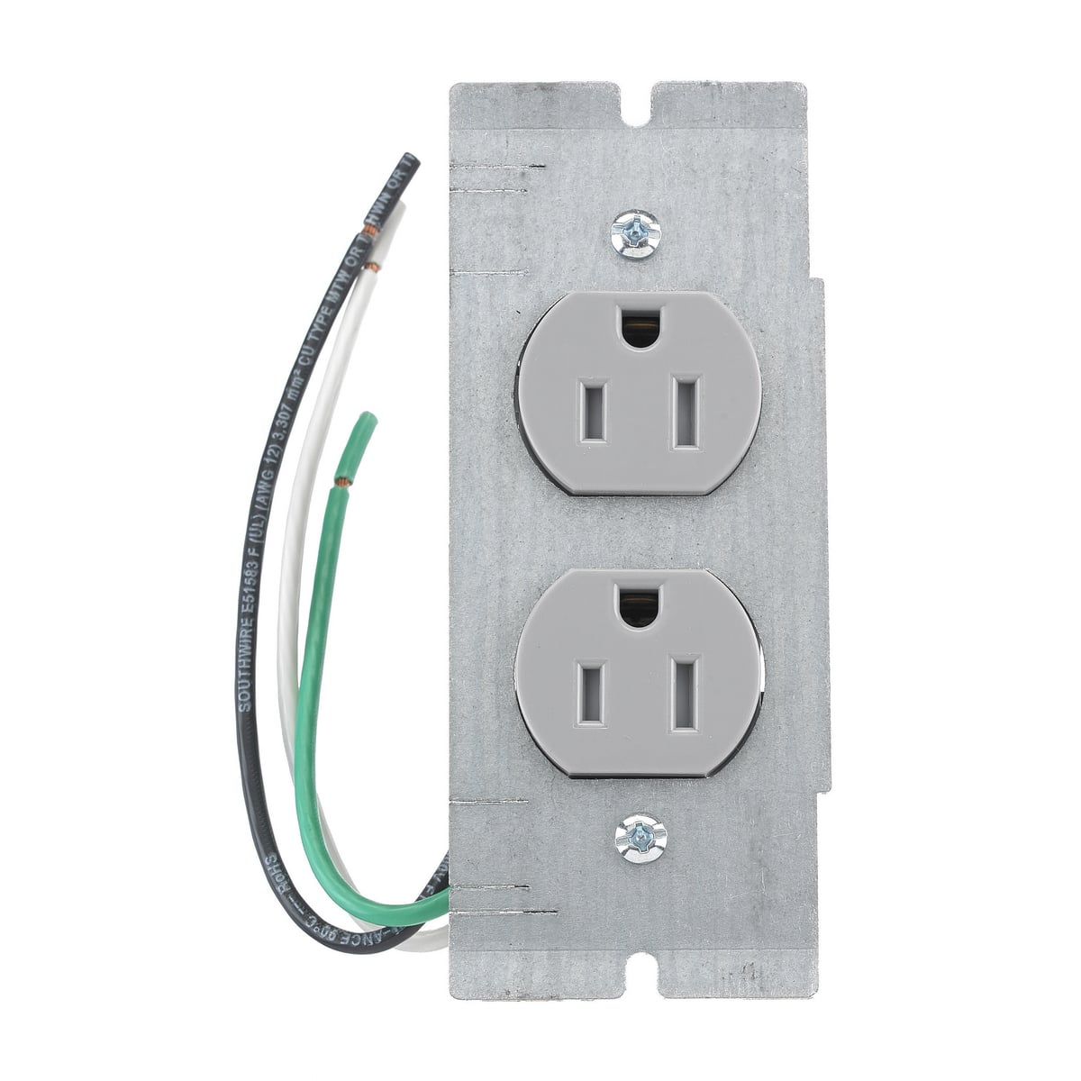 Concrete, Access, Wood Concrete, Access, Wood Floorboxes, Recessed, 2, 4, & 6-Gang Series, Pre-Wired Device Plate, CR15GRYTR with 18" Stranded Wire
