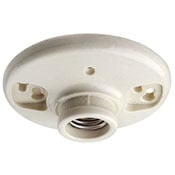 Porcelain Outlet Box Mount, Incandescent Ceiling Lampholder, White