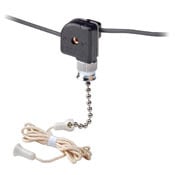 Pull Chain Switch, Single Pole On-Off 1A-125V T, 3A-125V, 1A-250V With Two 6 Inch Black Leads 18 Awg Awm Tew 105C 600V, Stripped 1/2 Inch