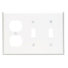 3-Gang 2-Toggle 1-Duplex Device Combination Wallplate, Standard Size, White