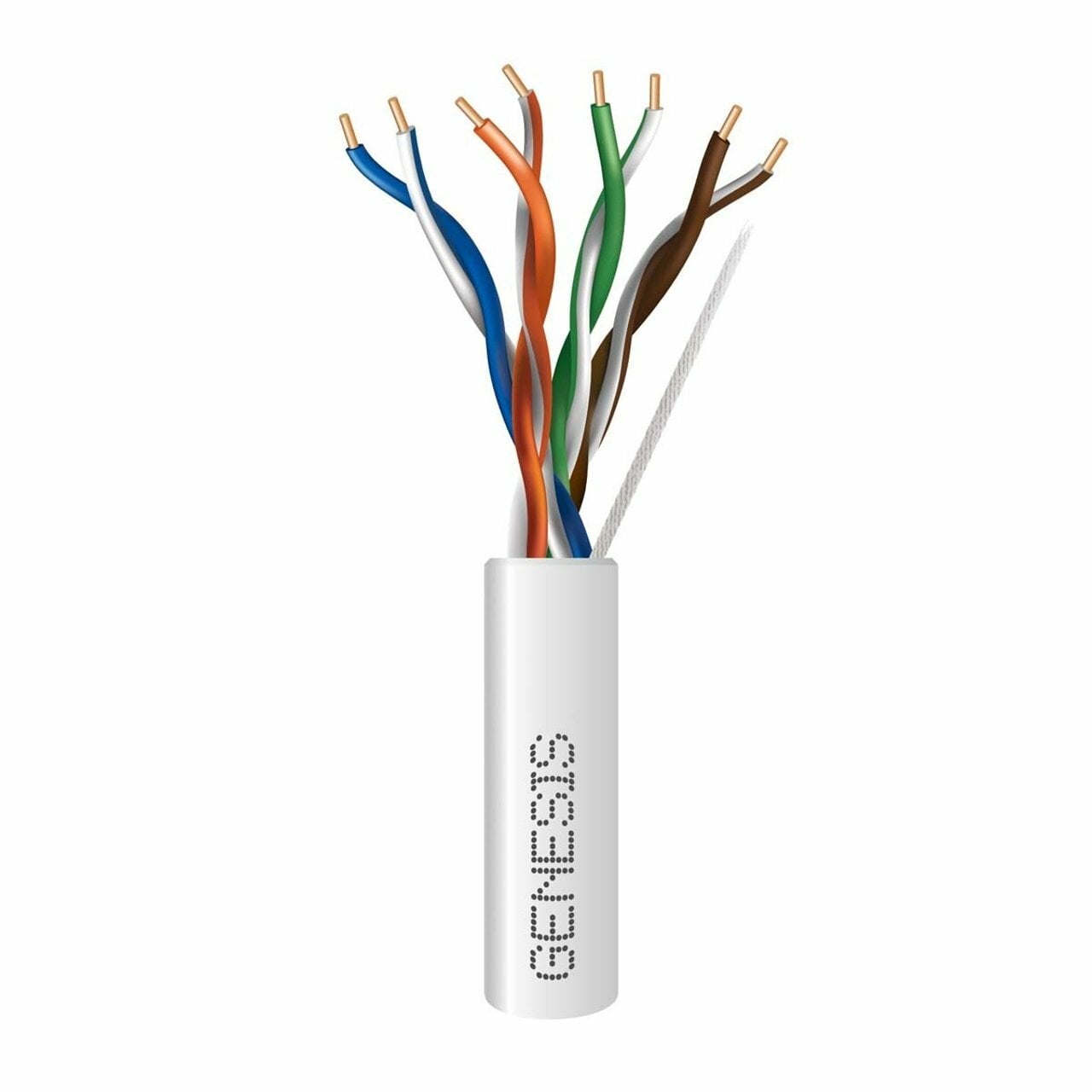 50781101 Cat5e Cable, Riser, 24 AWG, 4 Pair, White, 1000 ft pull box
