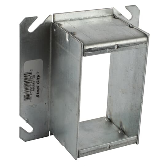 Single Gang Square-Cut Tile Wall Cover, 14.8 Cubic Inches, 4 Inch Square x 2 Inch Raised, Pre-Galvanized Steel, pack of 25