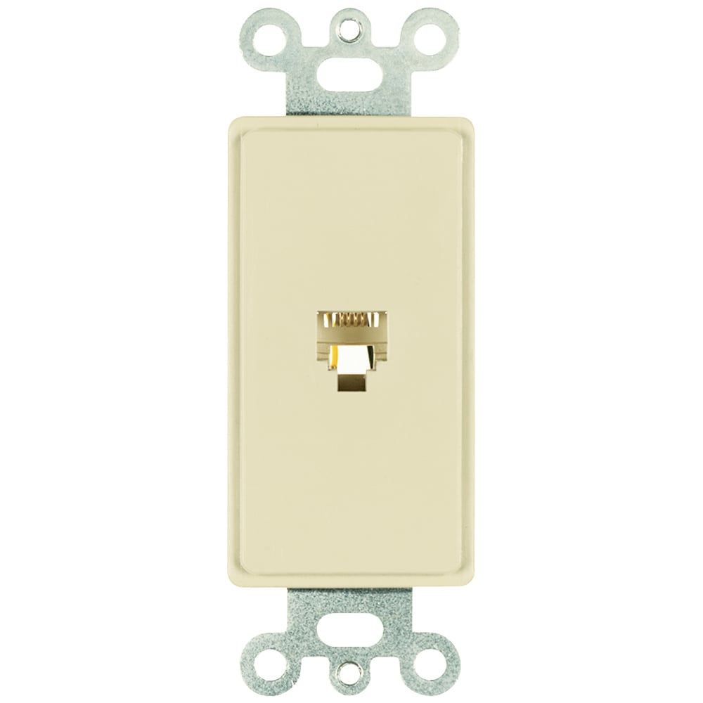 Single gang, one opening four conductor modular jack. Ivory.
