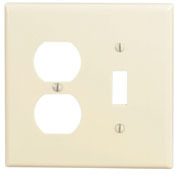 2-Gang 1-Toggle 1-Duplex Device Combination Wallplate, Midway Size, Ivory