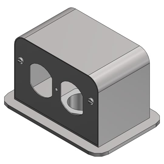 Above Floor Service Fitting, Height 3 Inches, Width 5 Inches, Depth 3-3/8 Inches, 1 Inch Conduit Nipple, Aluminum, without Duplex Receptacle