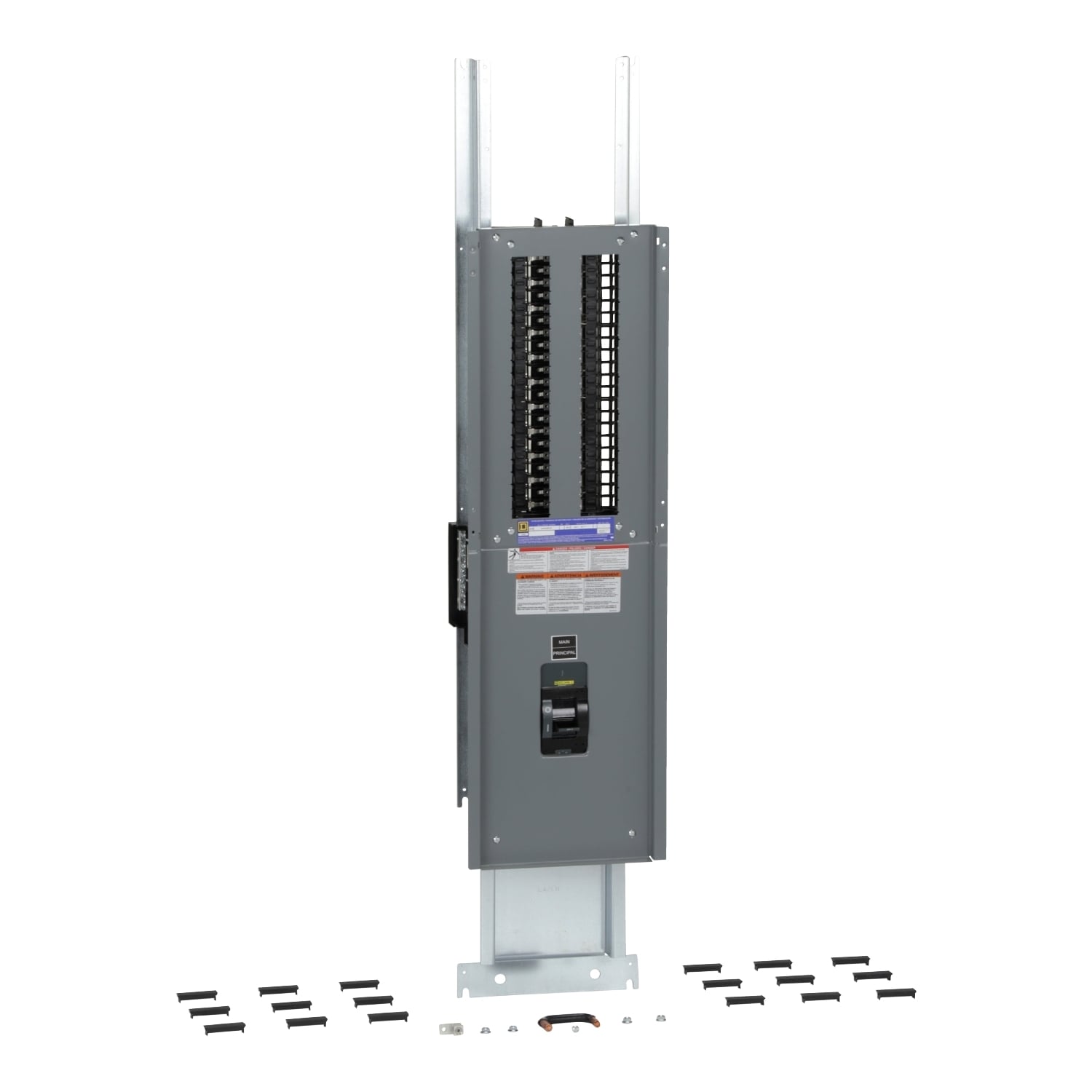 Load center interior, QO, main breaker, 300A, Al bus, 42 pole spaces, 1 phase, 3 wire. NQ enclosure
