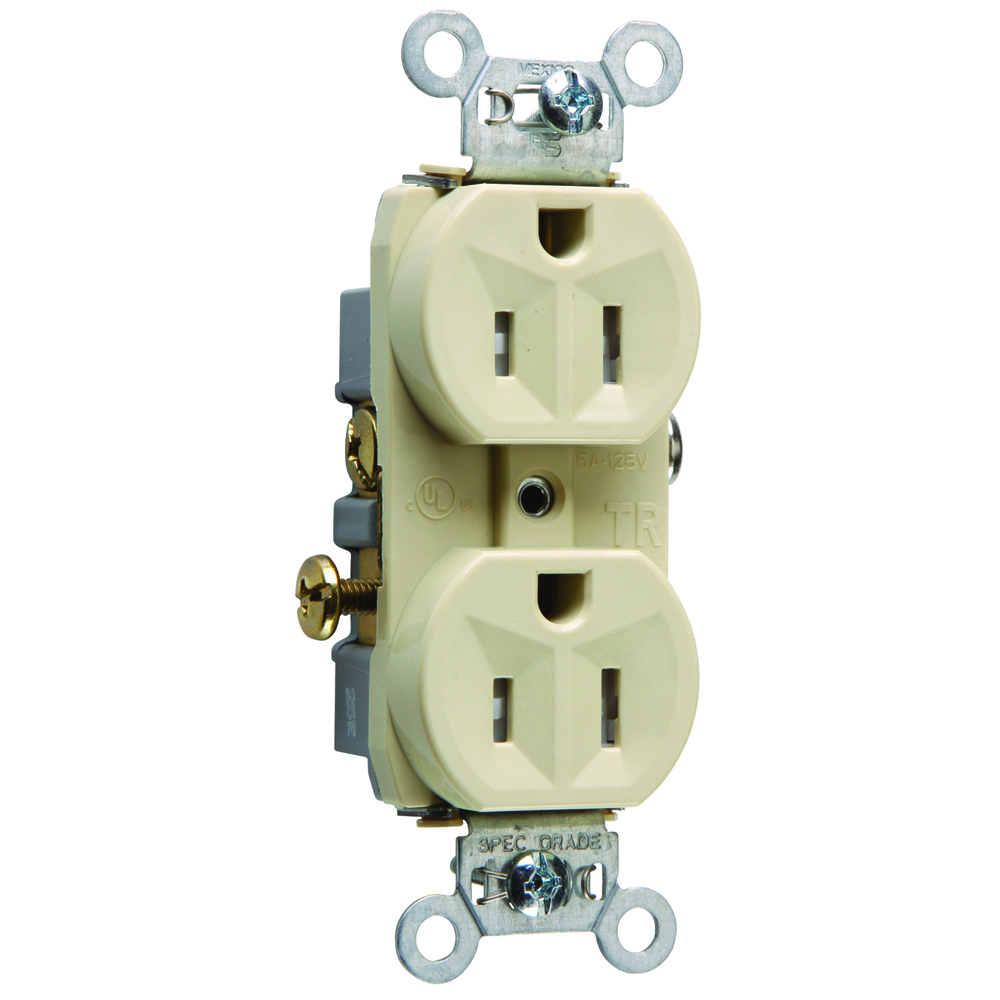 Commercial Grade Tamper-Resistant Duplex Receptacle Side Wire 15amp 125volt Ivory
