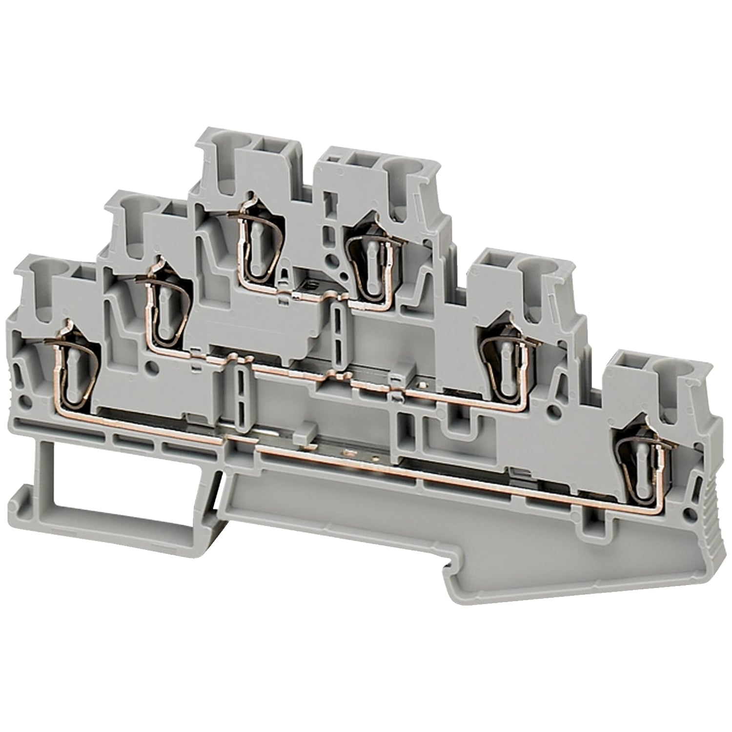 Terminal block, Linergy TR, spring type, feed through, 3 levels connected, 6 points, 2.5mm, grey, set of 50