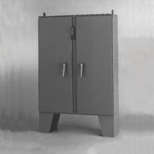 Eaton B-Line series ground mounted disconnect enclosure, 60" height, 12" length, 61" width, NEMA 12, Hinged cover, FD12FD enclosure, Large double door, Ground mount legs, Carbon steel, Oil-resistant gasket
