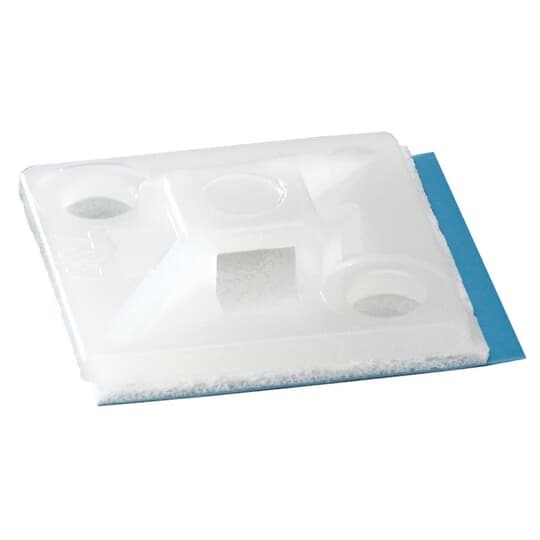 Four-Way Mounting Base, Natural Nylon 6.6 for Temperatures up to 85 Degrees Celsius (185 F), Length of 19mm (0.75 Inches), Width of 19mm (0.75 Inches), Height of 4.9mm (0.19 Inches), Two-Component Glue/Screw Mounting Method, 100 Pack
