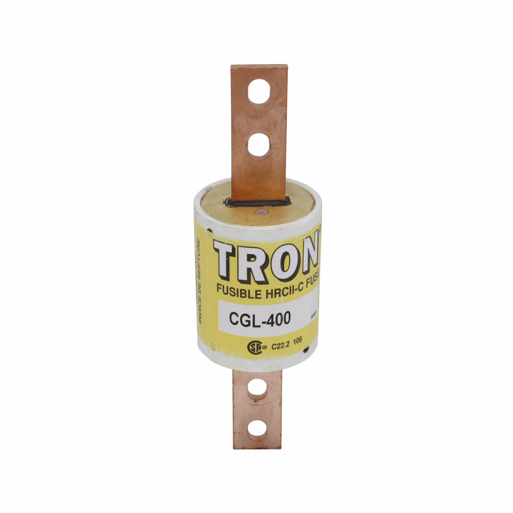 Eaton Bussmann series Tron CGL HRC form II Class C fuse, 400A, 200 kAIC Vac, 40 kAIC Vdc, Non Indicating, Current-limiting, HRC Form II