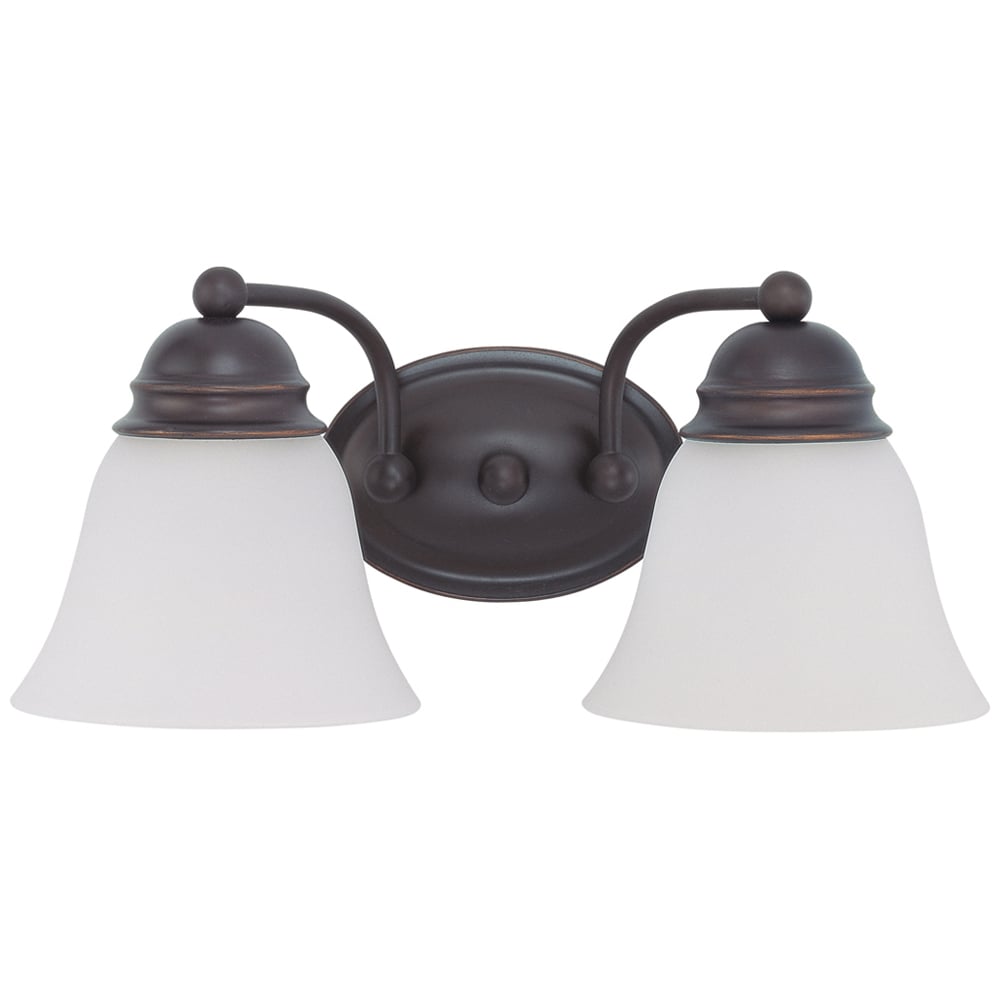 Empire - 2 Light 15 Vanity w/ Frosted White Glass - Mahogany Bronze