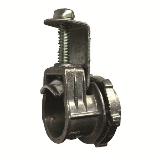 Conector, BX Flex Saddle-Type, Size 3/8 Inch, Clamping Range 0.12 Inch - 0.63 Inch, Length 0.98 Inch, Die Cast Zinc
