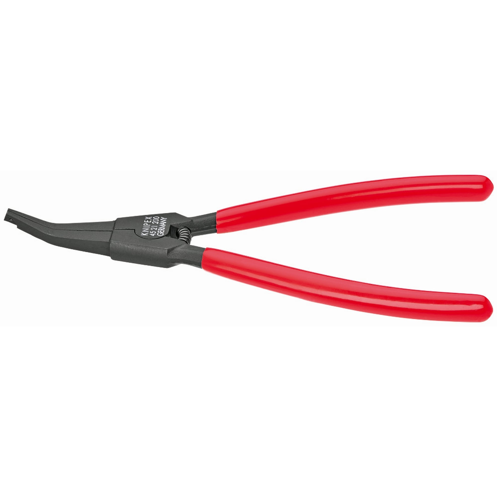 Angled Retaining Ring Pliers for Retaining Rings on Shafts, 8 in., Plastic coating, 3/32 in. Tips