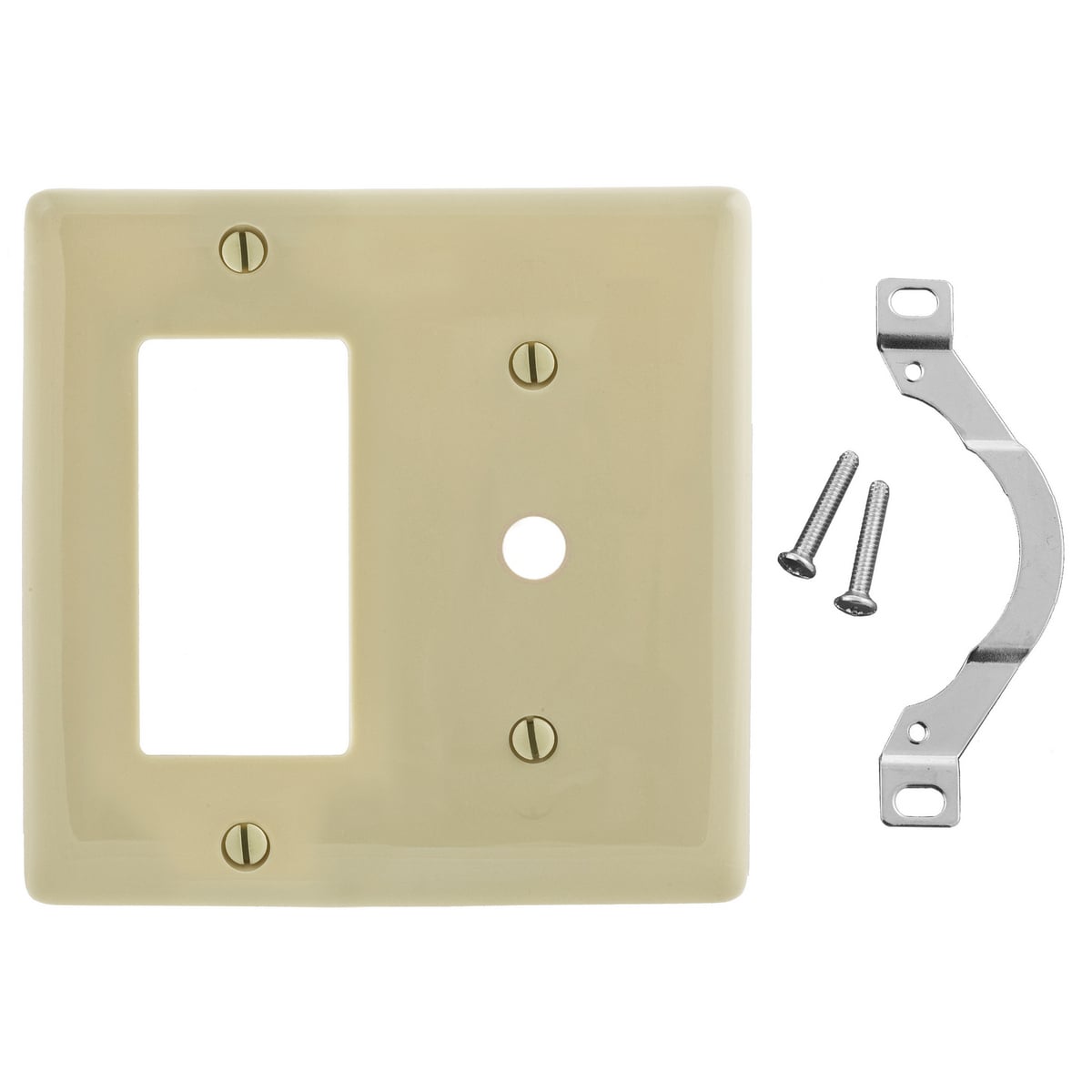 Wallplates, Nylon, 2-Gang, 1) Decorator, 1) .406" Opening, Ivory