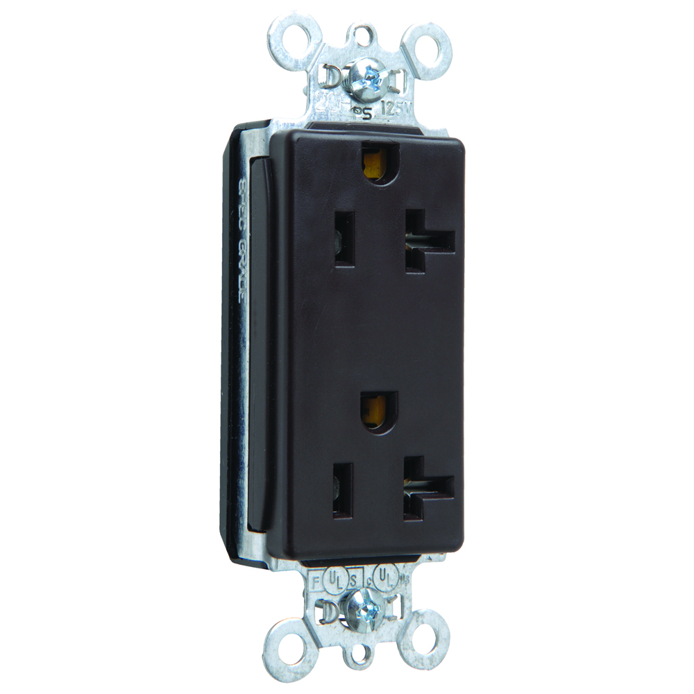 PlugTail Decorator Spec Grade Duplex Receptacle 20amp 125volt Brown
