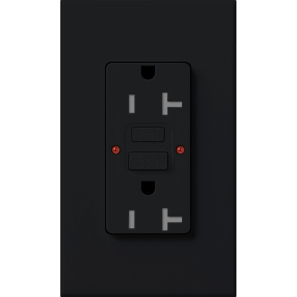 Tamper resistant, Self-testing GFCI  receptacle, 20A in black