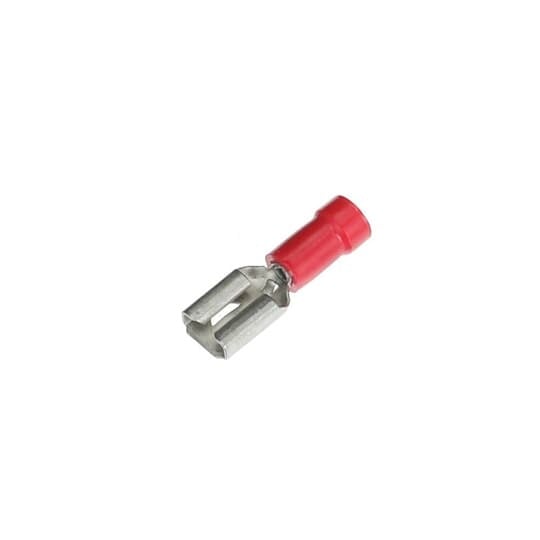 Vinyl-Insulated Female Disconnect, Length .96 Inches, Width .29 Inches, Maximum Insulation .150, Tab Size .250x.032, Wire Range #22-#18 AWG, Color Red, Copper, Tin Plated, 1,000 Pack