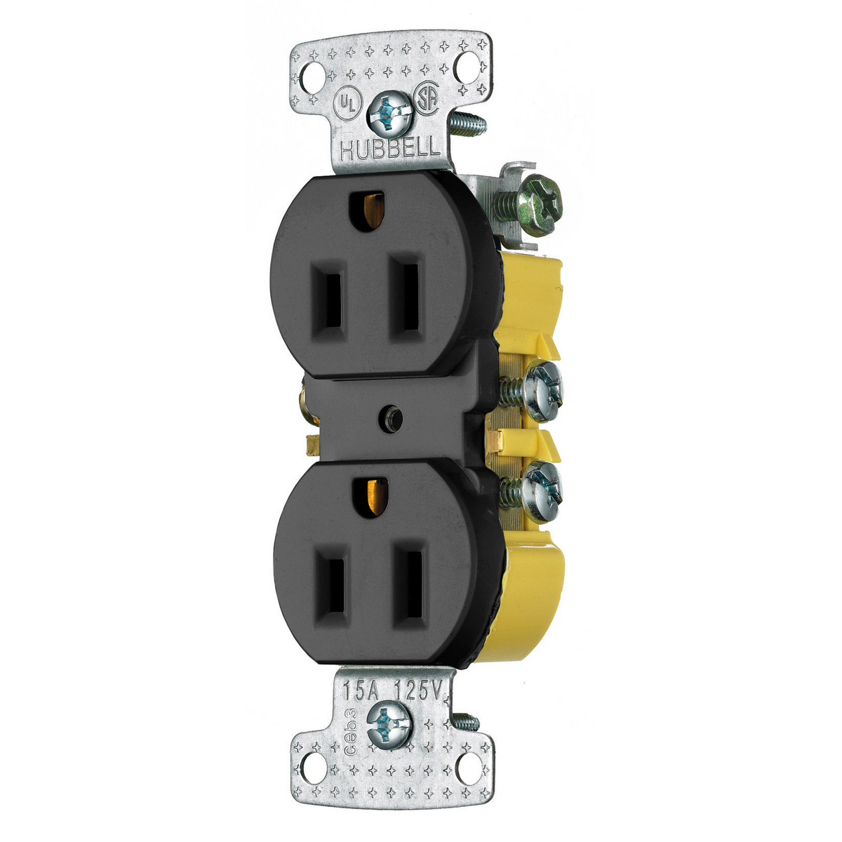 tradeSELECT Straight Blade Receptacle, Residential Grade, Duplex, 15A125V, 2-Pole 3-Wire Grounding, 5-15R, Push Terminals