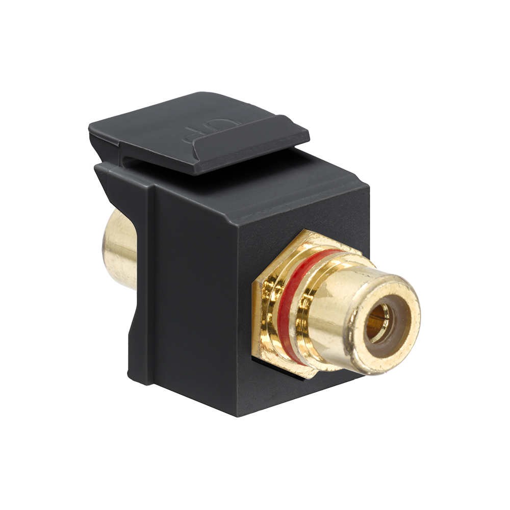 QuickPort RCA, Gold-Plated Connector with Red Stripe, Black