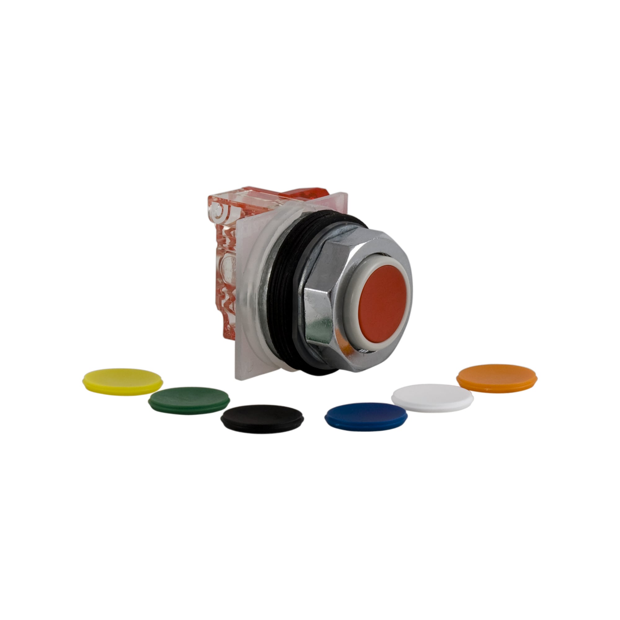 Push-button, Harmony 9001K, metal, projecting, 7 colours choice, 30mm, spring return, 1 NC
