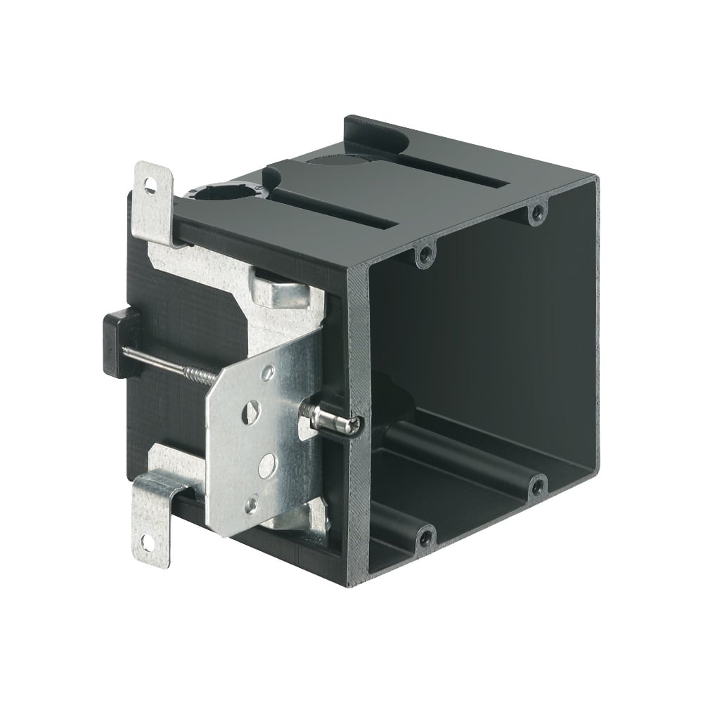 Non-Metallic box for new construction. Adjustable for wall thicknesses from 1/4" to 1-1/2". Two gang, Vertical, 43.5 cu. in.