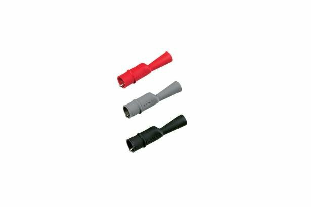 Set of three (one red, one gray, one black) safety designed insulated Probe Tip Alligator Clips. Designed for use with STL 120 Shielded Test Leads and TL75 Test Leads. Accepts standard 0.08 (2mm)-pin tip sized test probes. Nickel-plated steel jaw contac