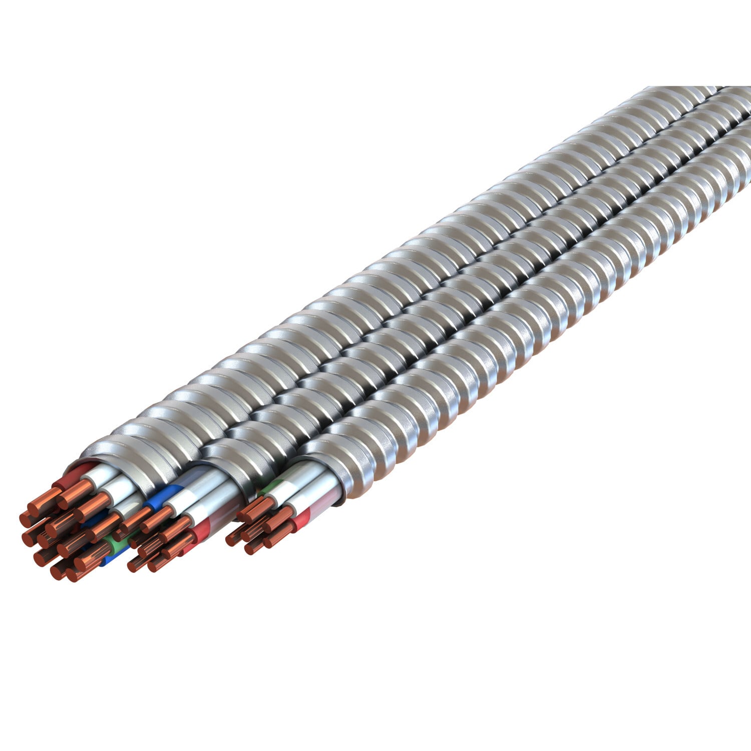 10-6/10-2/10-1 2BK 2RD 2BE 2WE GN Home Run Cable, Plain Interlocked Galvanized Steel Armor , 1000' Reel, Type MC