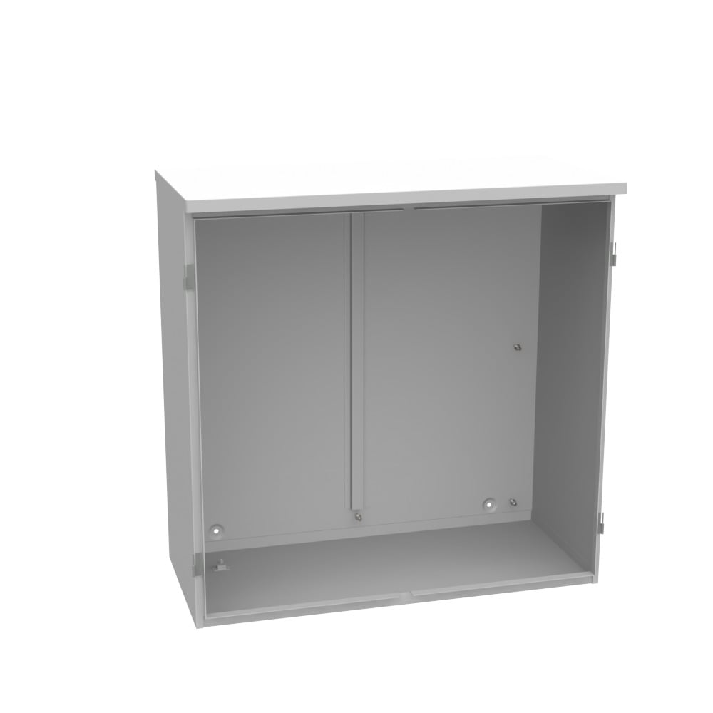 36x16x36 Hinge Cover Type 3R Steel No Knockouts ANSI 61 Gray Double Doors Padlocking 3PT Handle Back Panel Weld Studs Drip Shield No Center Post