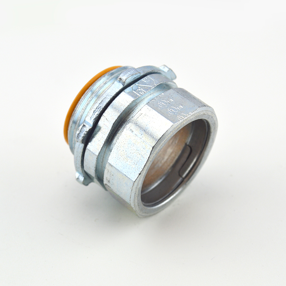 Connector, compression, steel. 105 Degree C insulated throat, size 1"