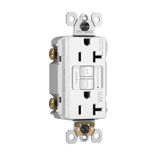 NAFTA-Compliant Tamper-Resistant Weather-Resistant 15A Self-Test Duplex GFCI, White