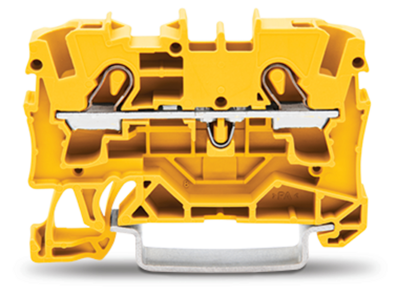 2-conductor through terminal block; 4 mm; suitable for Ex e II applications; side and center marking; for DIN-rail 35 x 15 and 35 x 7.5; Push-in CAGE CLAMP; 4,00 mm; yellow
