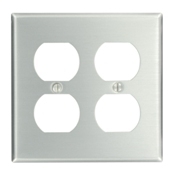 2-Gang Duplex Device Receptacle Wallplate, Standard Size, Device Mount, Aluminum