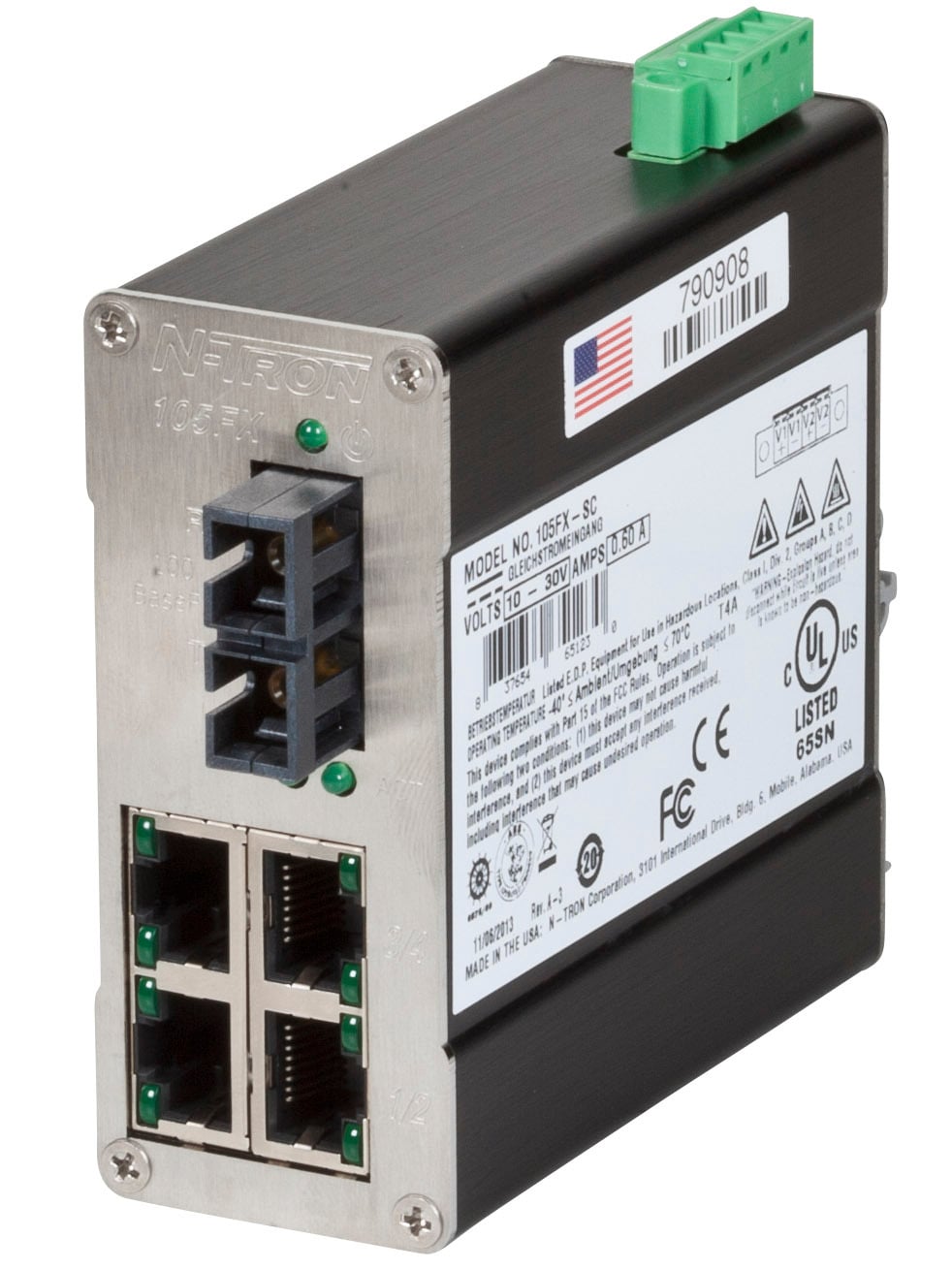 105FX Unmanaged Industrial Ethernet Switch, SC 15km