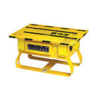 The Box 50A 125/250 Volt Temporary Portable Power Distribution Center w/ 6 L5-20R Locking GFCI Protected Outlets and One L6-30R Locking Non-GFCI Protected Outlet - Yellow