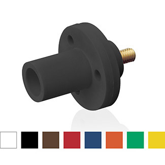 Rhino-Hide 15 Series Female Panel Receptacle, Cam-Type, 1/2"L Threaded Stud, #8 - #2 AWG, 150 Amp Max, Type 3R "While-in-Use"-Green